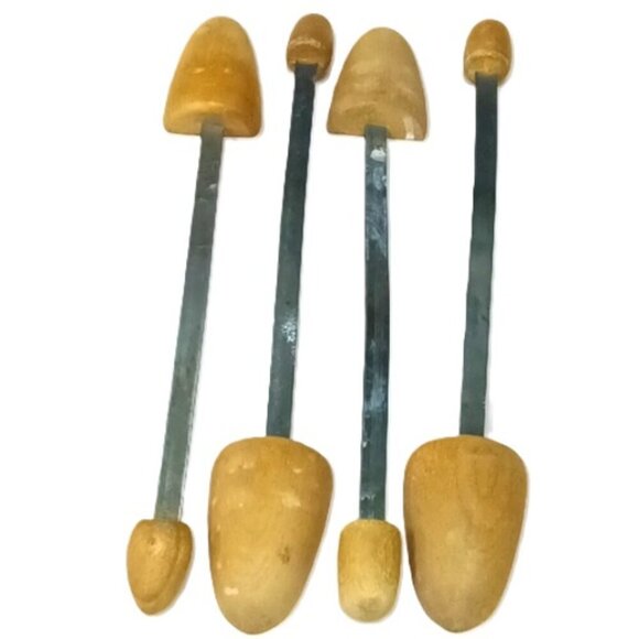 Vintage Shoe Stretchers 11" Long‎ Wood and Flexible Metal Lot of 4 - Picture 1 of 4